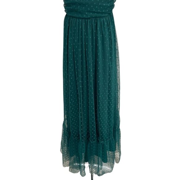 Green Swiss Dot Tie Strap Midi Dress Romantic Coquette Cottagecore Fairycore L - Picture 8 of 11